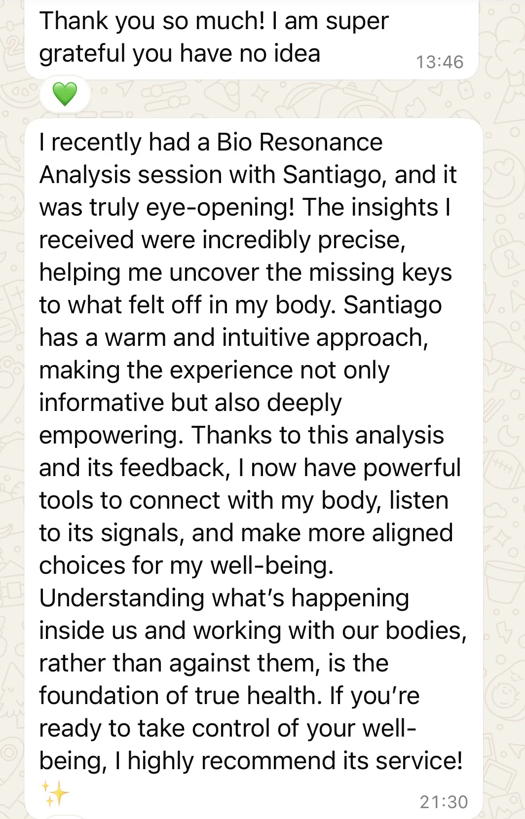 English client testimonial — case 6