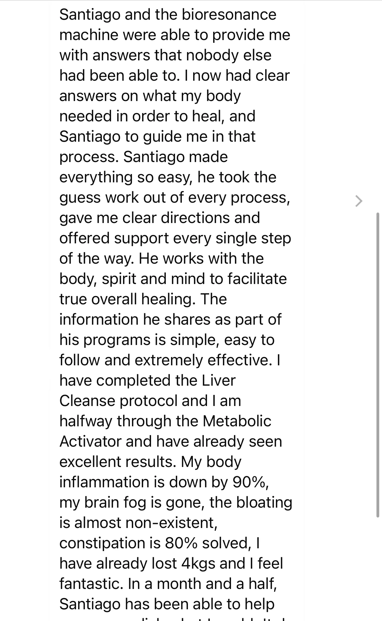 English client testimonial — case 7